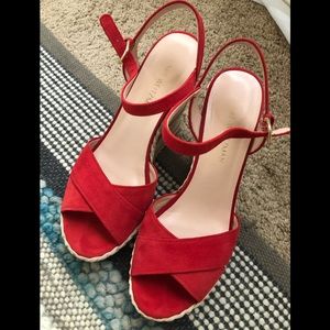 Stuart Weitzman Sundry red suede wedges size 9 1/2 NWOT